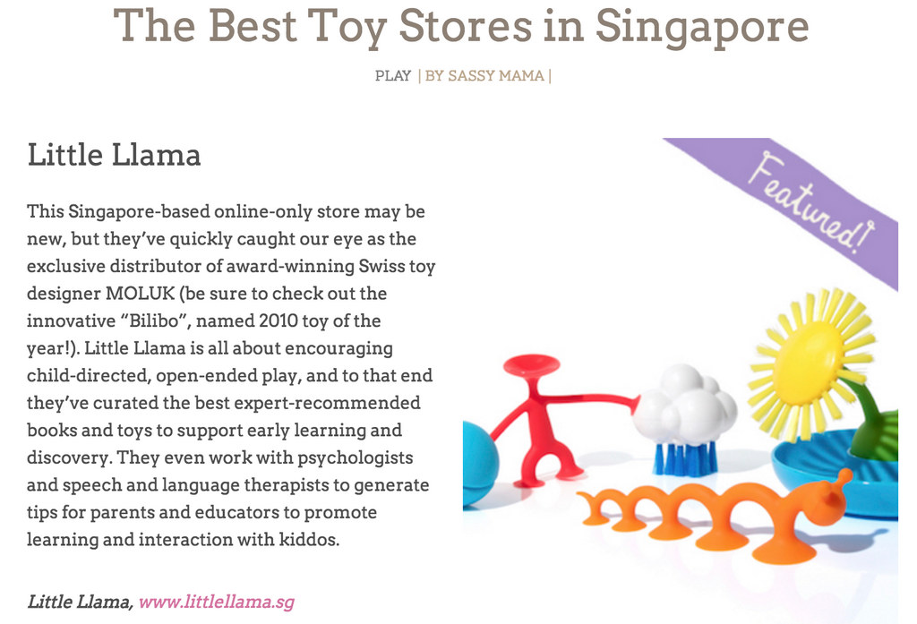 Little Llama is one of Singapore's Best Toy Stores!